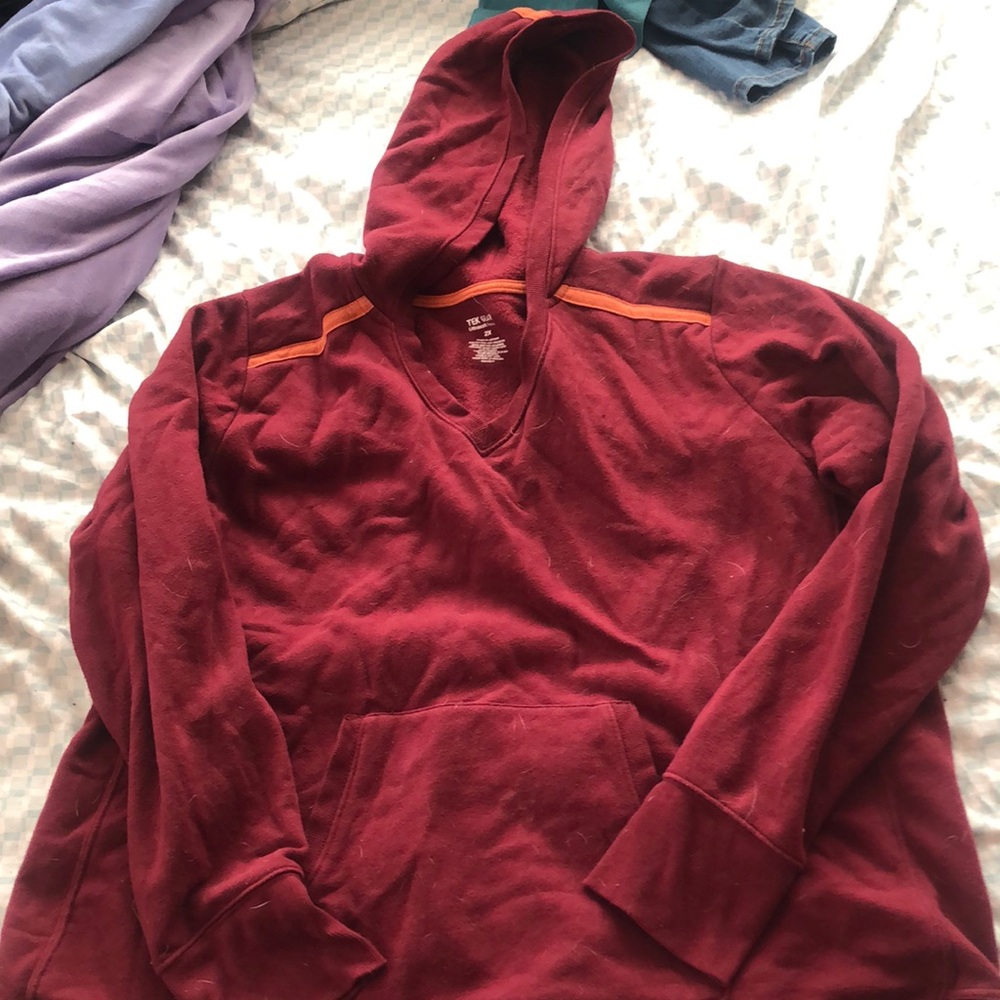 Red Hoodie with Orange Accents